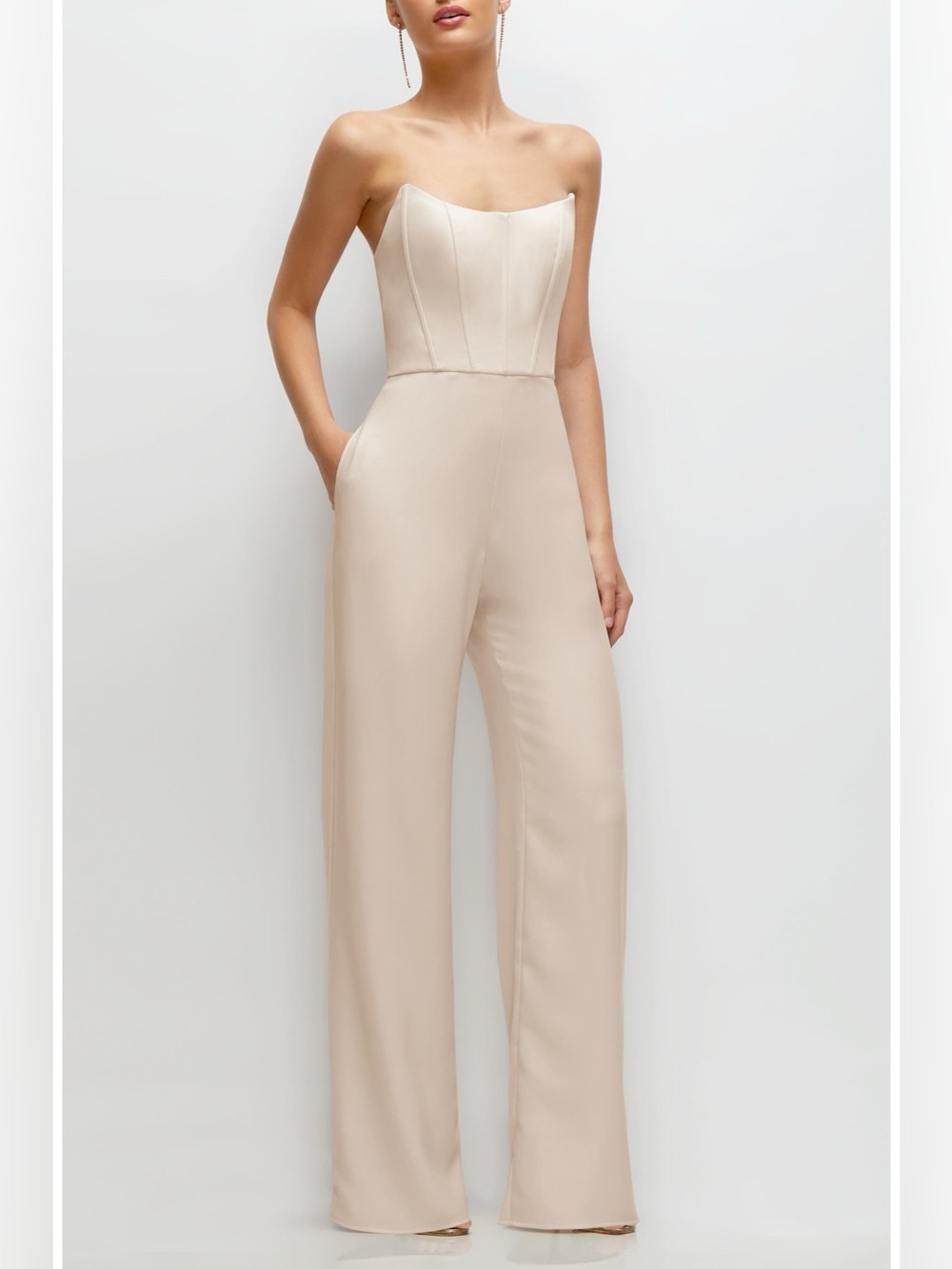 After 6 Strapless Wide-Leg Jumpsuit in Champagne - Picture 1 of 7